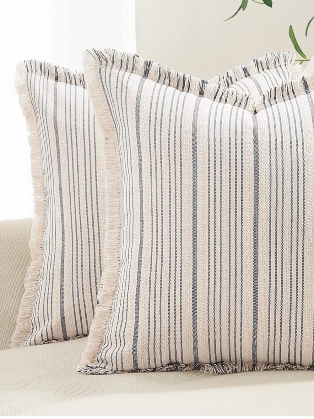 Farmhouse Stripe Throw Pillow Covers 18” Set of 2